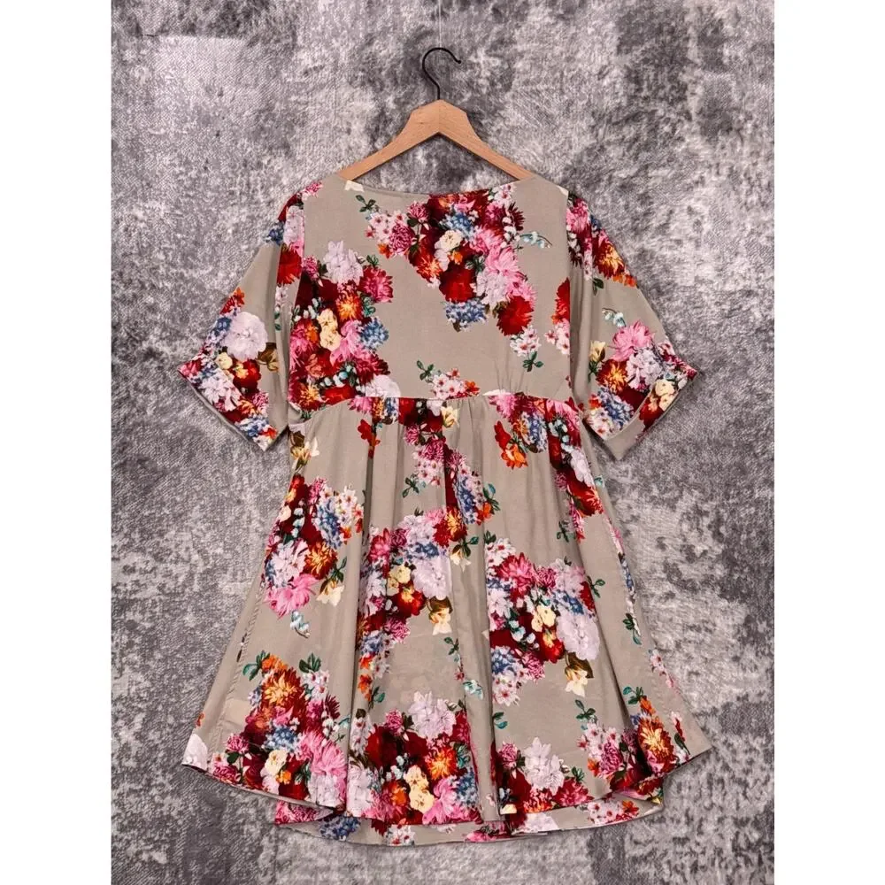 Alembika Dress 2 Womens Floral Short Sleeve Fit And Flare Mini Tunic